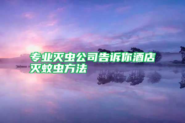 專業滅蟲公司告訴你酒店滅蚊蟲方法