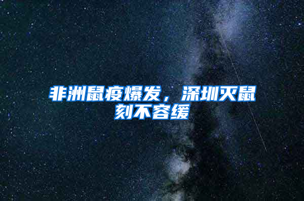非洲鼠疫爆發，深圳滅鼠刻不容緩